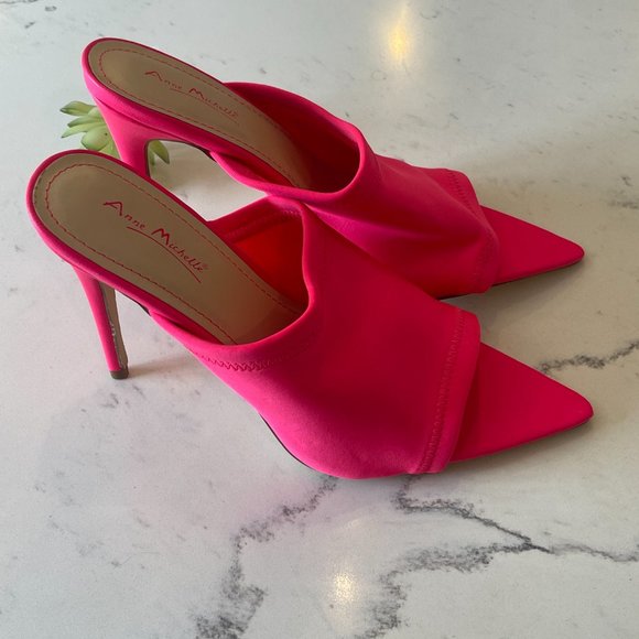 Anne Michelle Pink Stretch Point Toe Heel Sandals Sz 10 - Picture 8 of 15